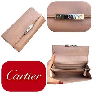 Auc Cartier Love Blush Pink Calfskin Leather Long Wallet